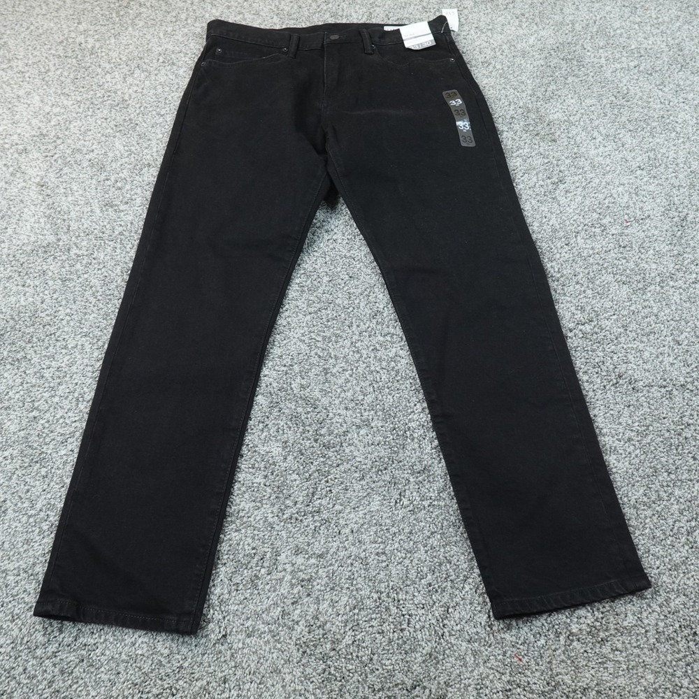 NEW Gap Jeans Mens 33X30 Dark Black Denim Pants Slim FIt Straight Stretch Flex